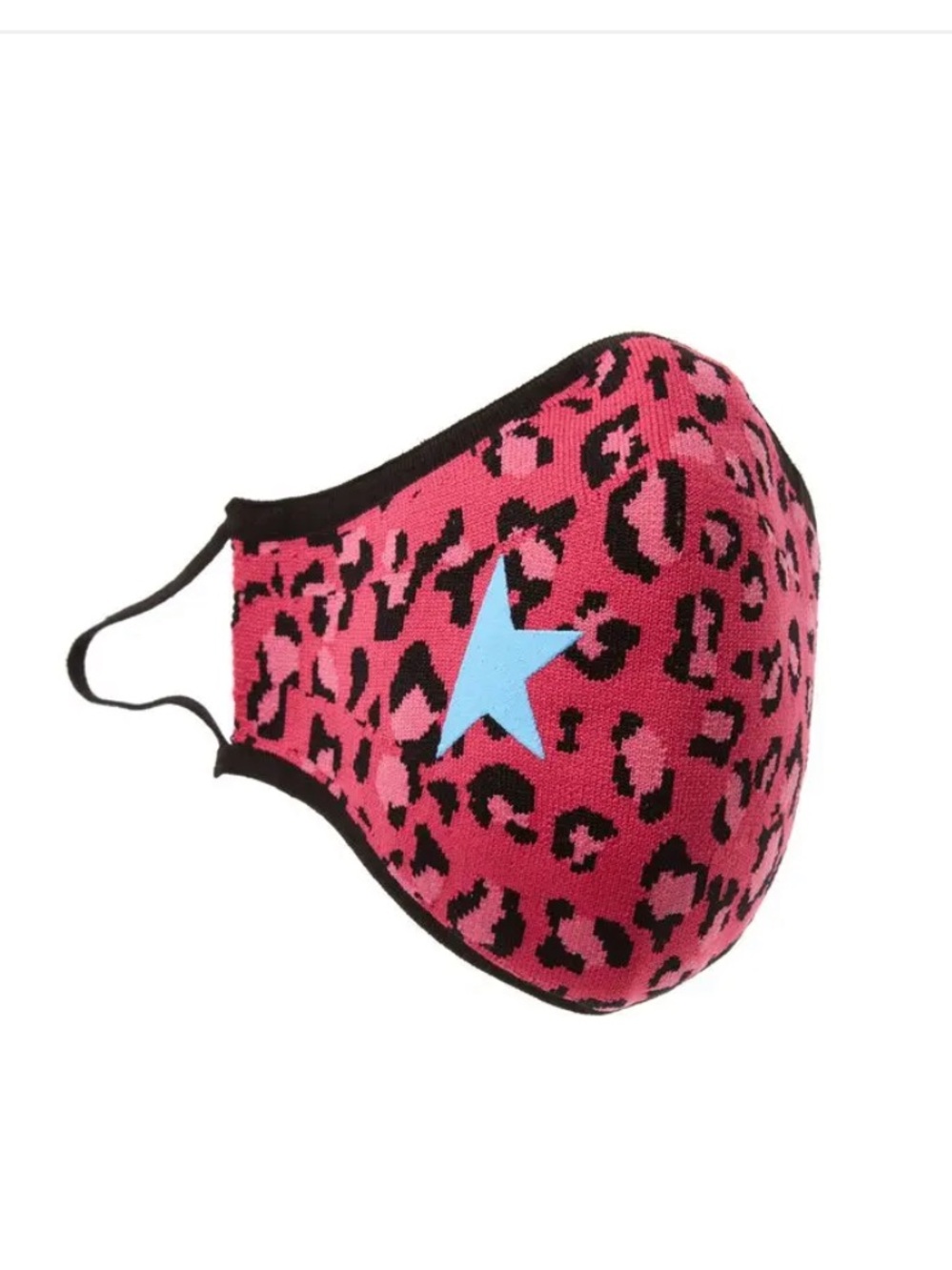 Golden Goose Leopard Print Pink Face mask with blue star one size NIB